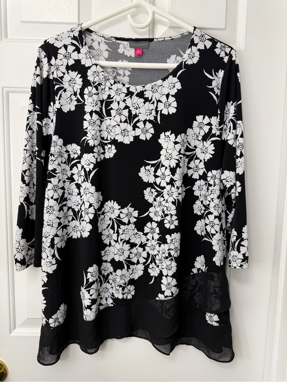 Vince Camuto Black and White Floral Blouse